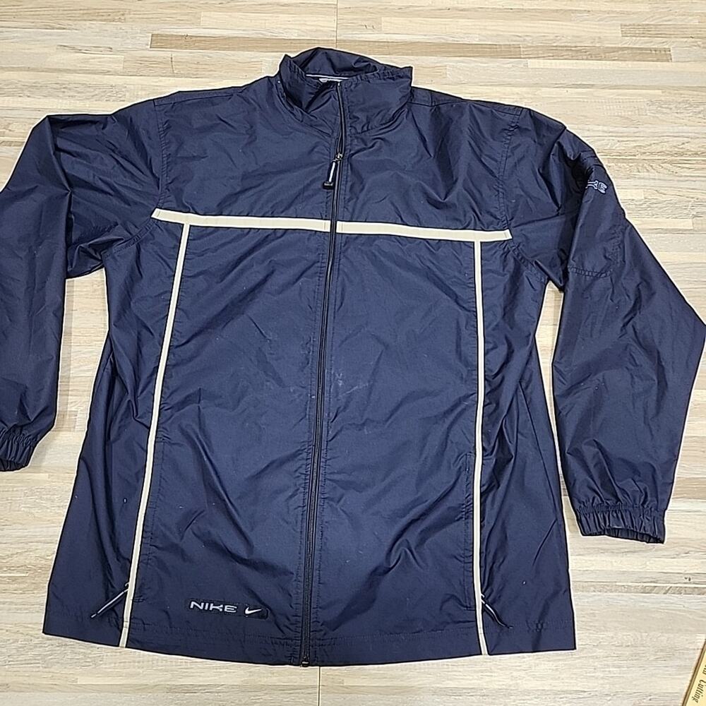 Vintage Nike Jacket Size XL Blue Track Warm Up Zip Up Nylon Pockets Athletic Y2K